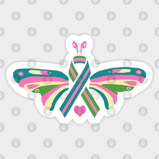 Metastatic Breast Cancer Butterfly Sticker by Trent Tides